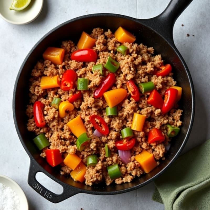 Spicy Ground Turkey and Bell Pepper Skillet