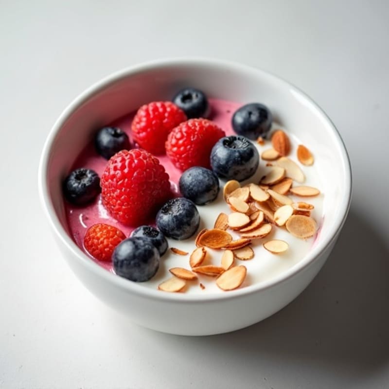 Creamy Greek Yogurt with Fresh Berries and Crunchy Almonds