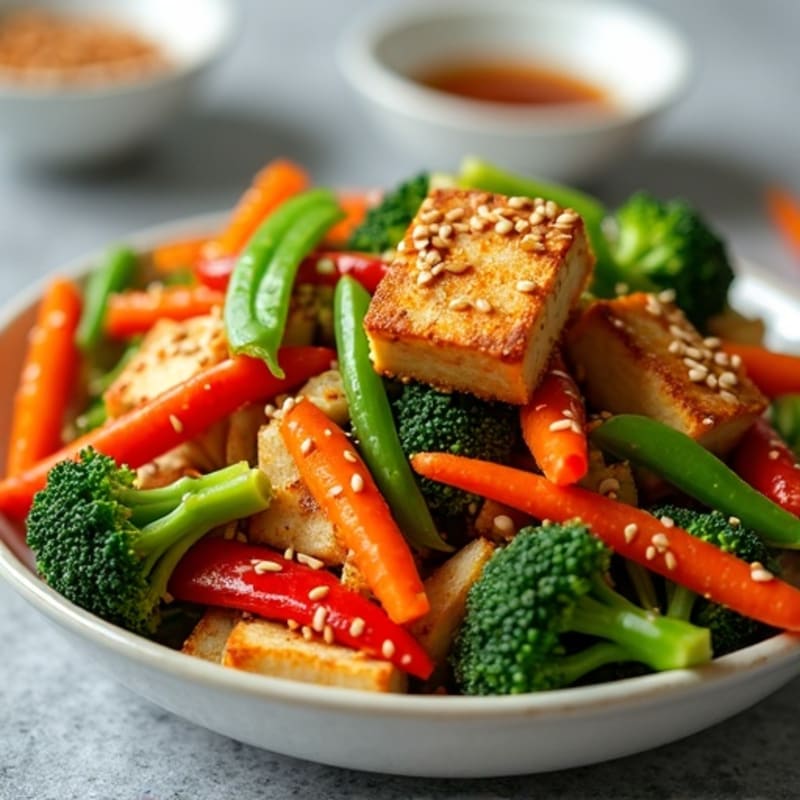 Crispy Sesame Tofu Stir-Fry with Fresh Vegetables