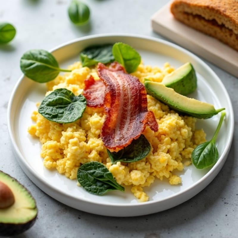 Egg White Scramble with Spinach and Turkey Bacon