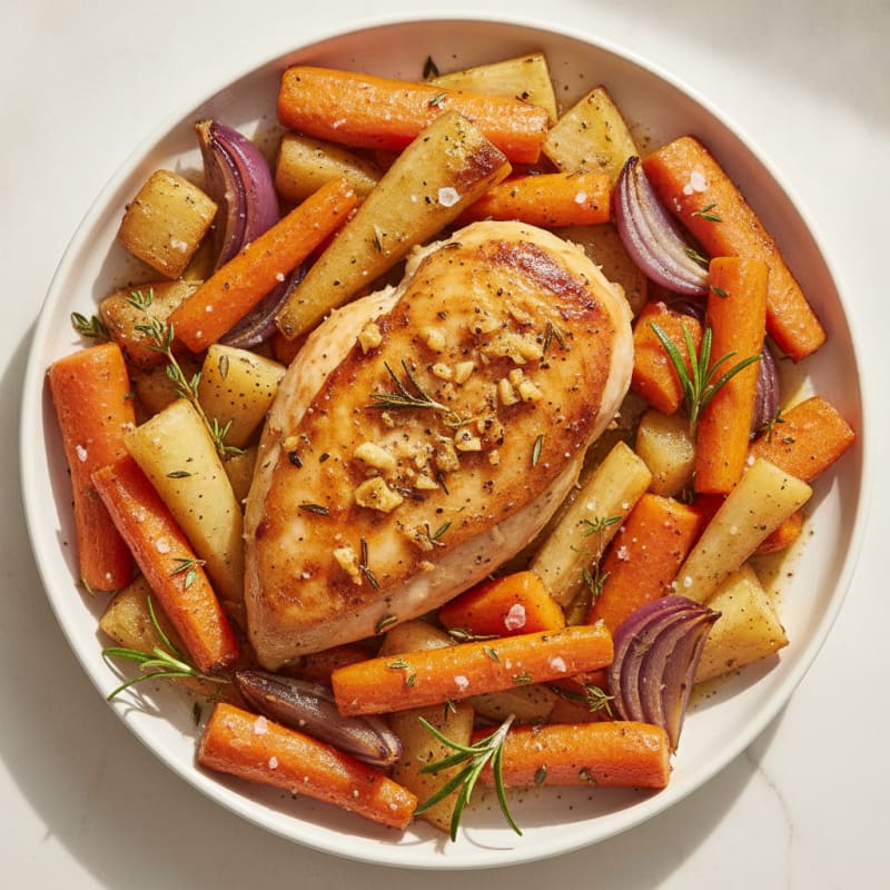 Garlic Herb Roasted Chicken with Root Vegetables