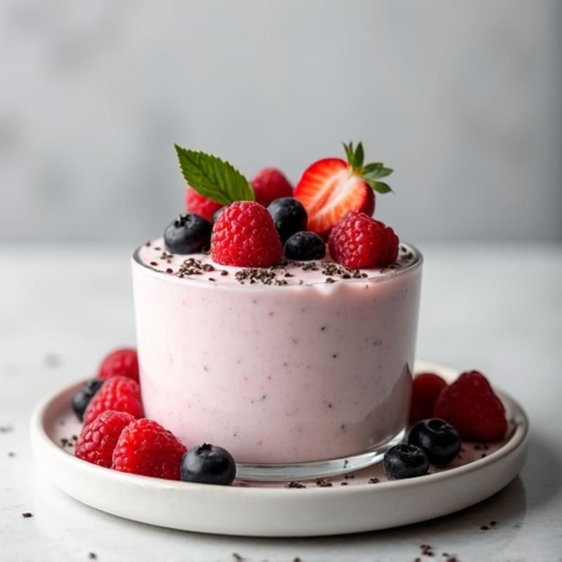 Greek Yogurt Protein Mousse with Mixed Berries