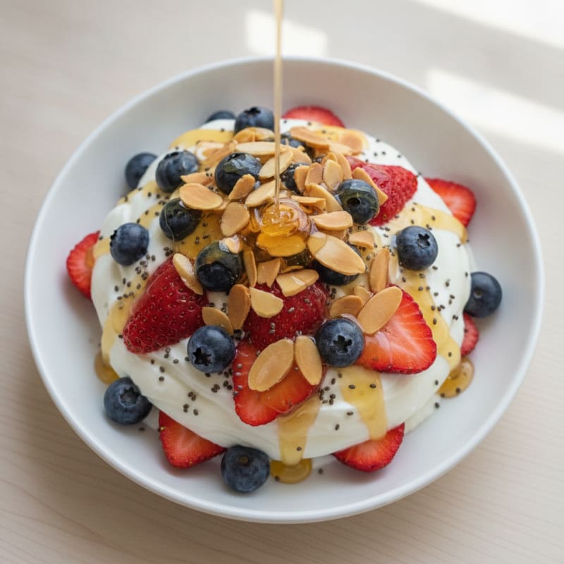 Creamy Greek Yogurt Parfait with Berries and Almonds