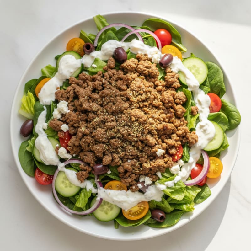 Ground Beef & Mediterranean Vegetable Salad