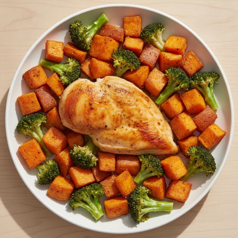 Sheet Pan Roasted Chicken and Sweet Potatoes