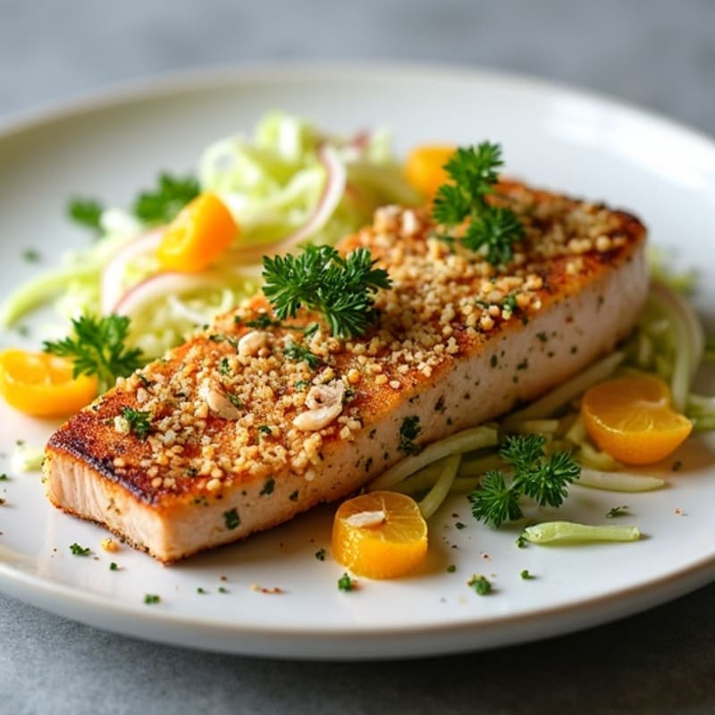 Herb-Crusted Seared Tuna with Citrus Slaw