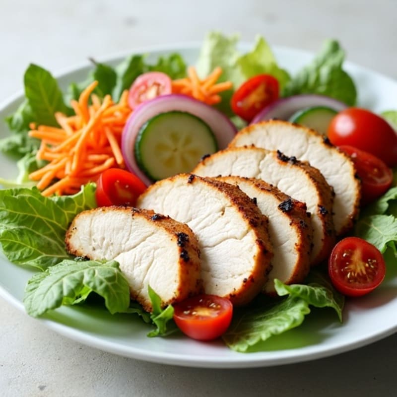 Grilled Turkey Breast Salad with Crunchy Vegetables and Greek Yogurt Dressing