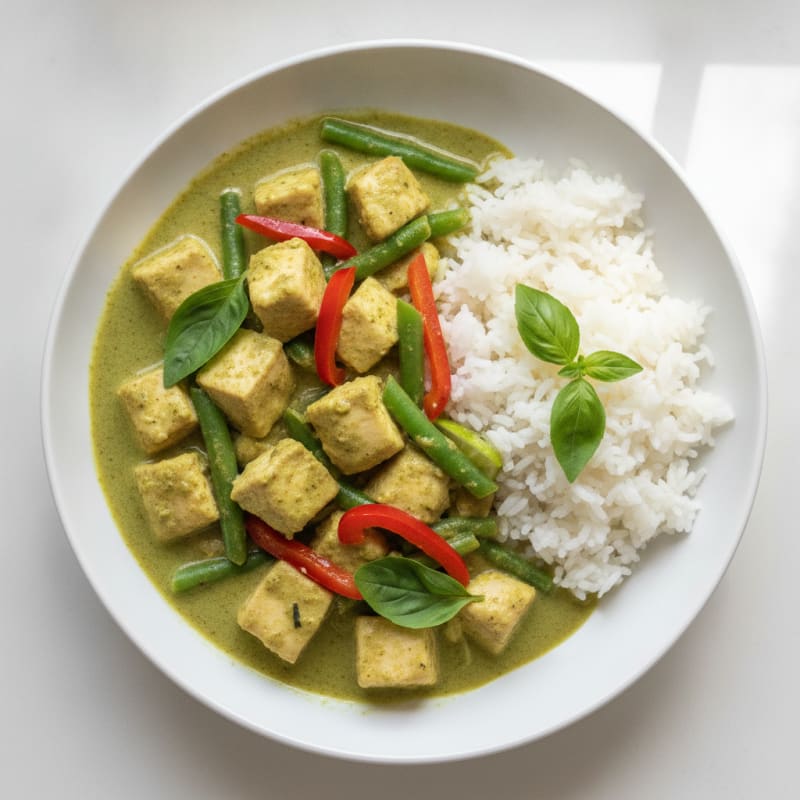 Green Curry Chicken with Coconut Rice