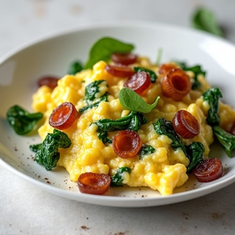 Egg White Spinach Scramble with Turkey Bacon