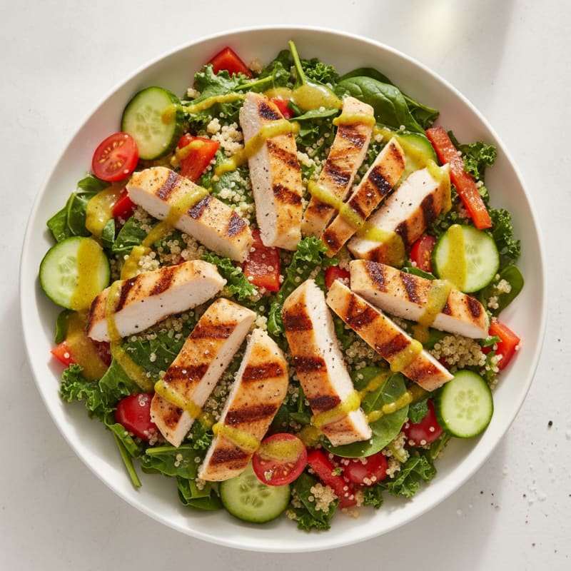 Grilled Chicken and Quinoa Salad with Fresh Vegetables