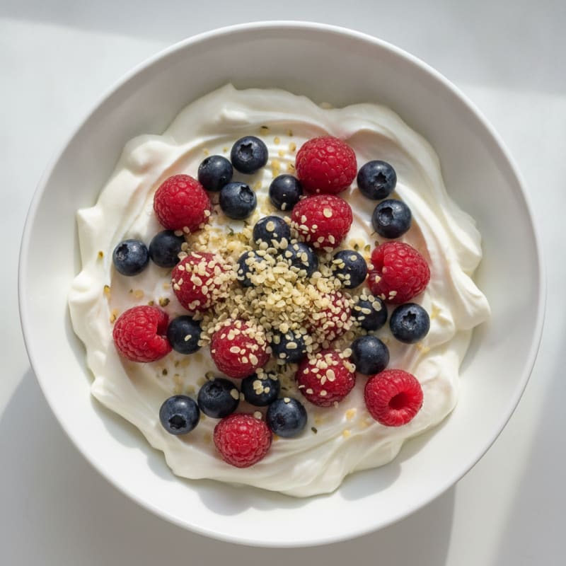 Creamy Greek Yogurt Bowl with Mixed Berries and Protein Powder