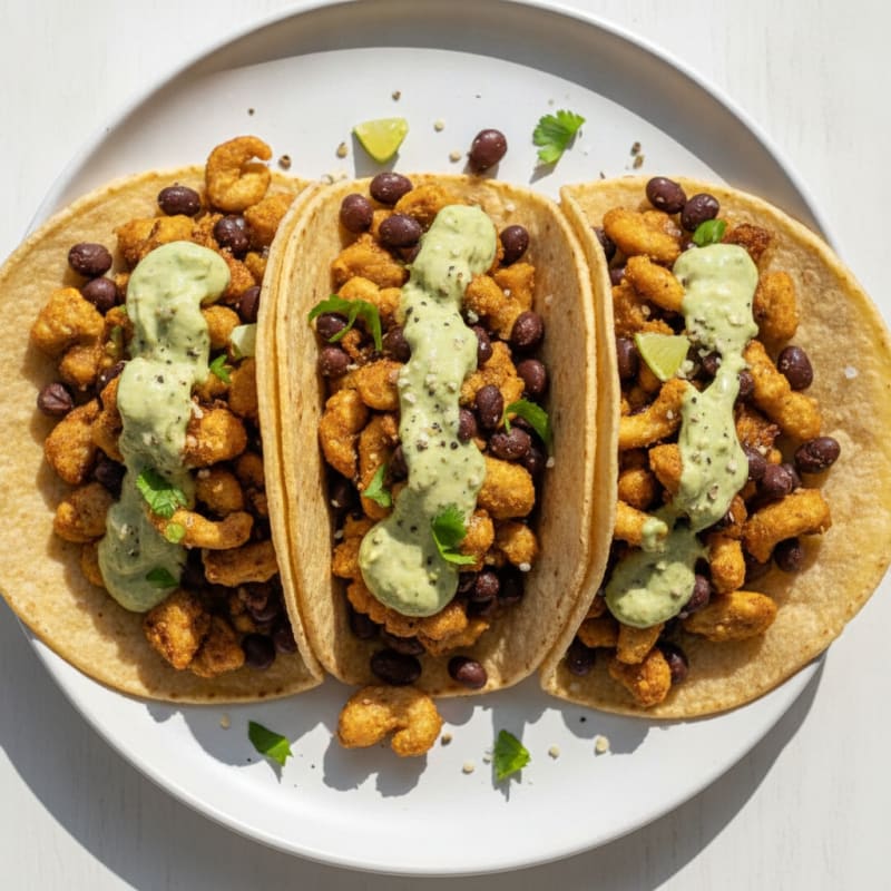 Jackfruit Carnitas Tacos with Avocado Crema