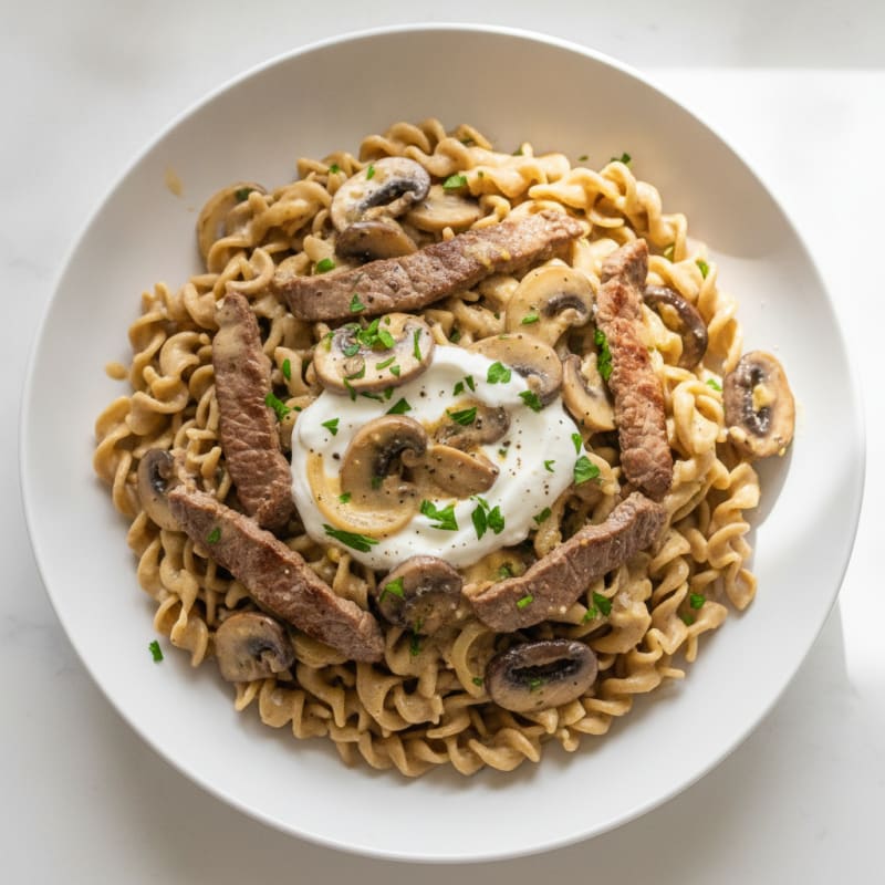 Classic Beef Stroganoff with Egg Noodles