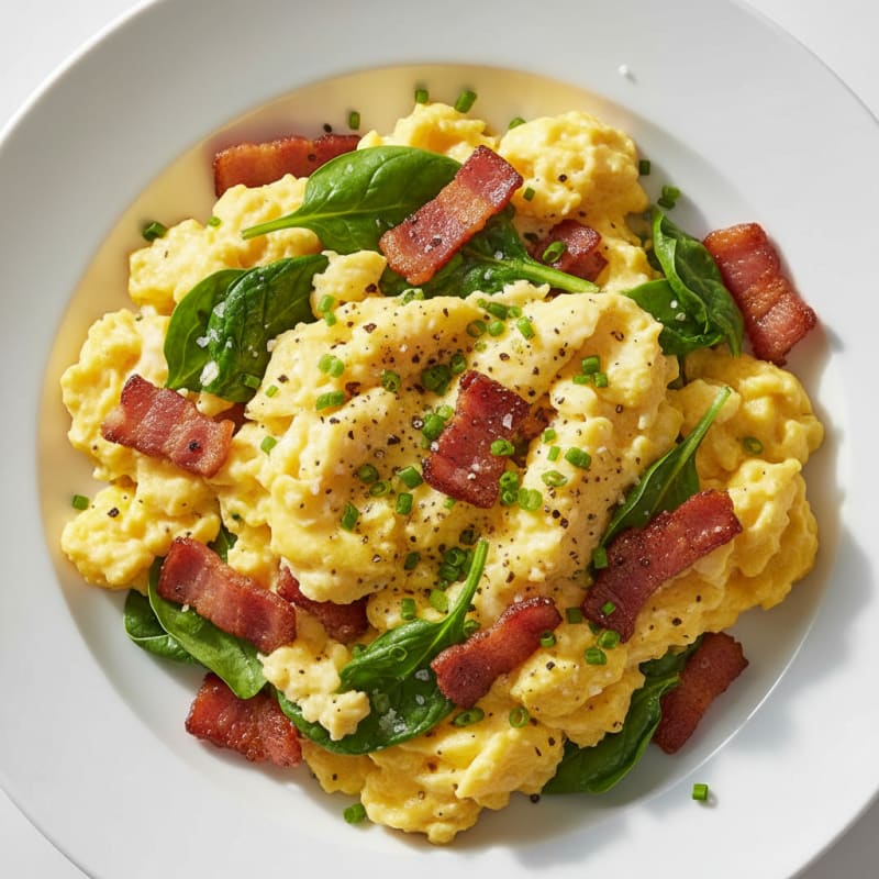 Creamy Scrambled Eggs with Smoky Bacon