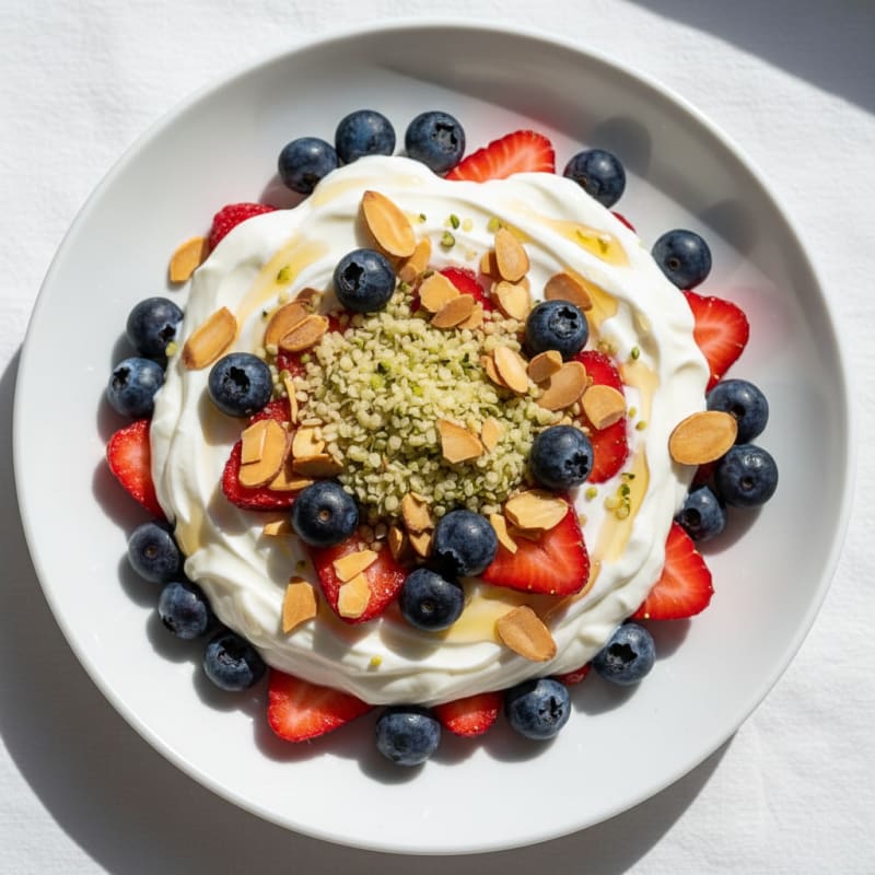 Greek Yogurt Protein Parfait with Berries and Almonds