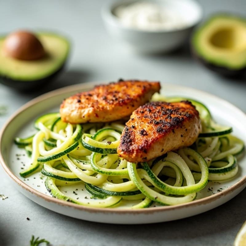 Spicy Cajun Chicken with Creamy Zucchini Noodles