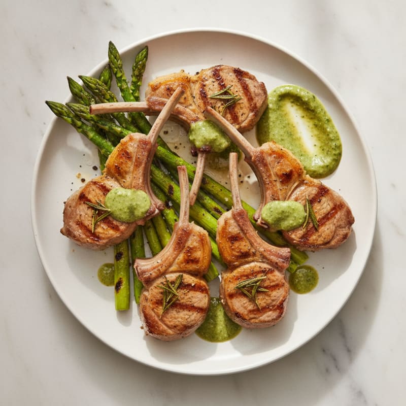 Grilled Herb Lamb Chops with Mint Sauce