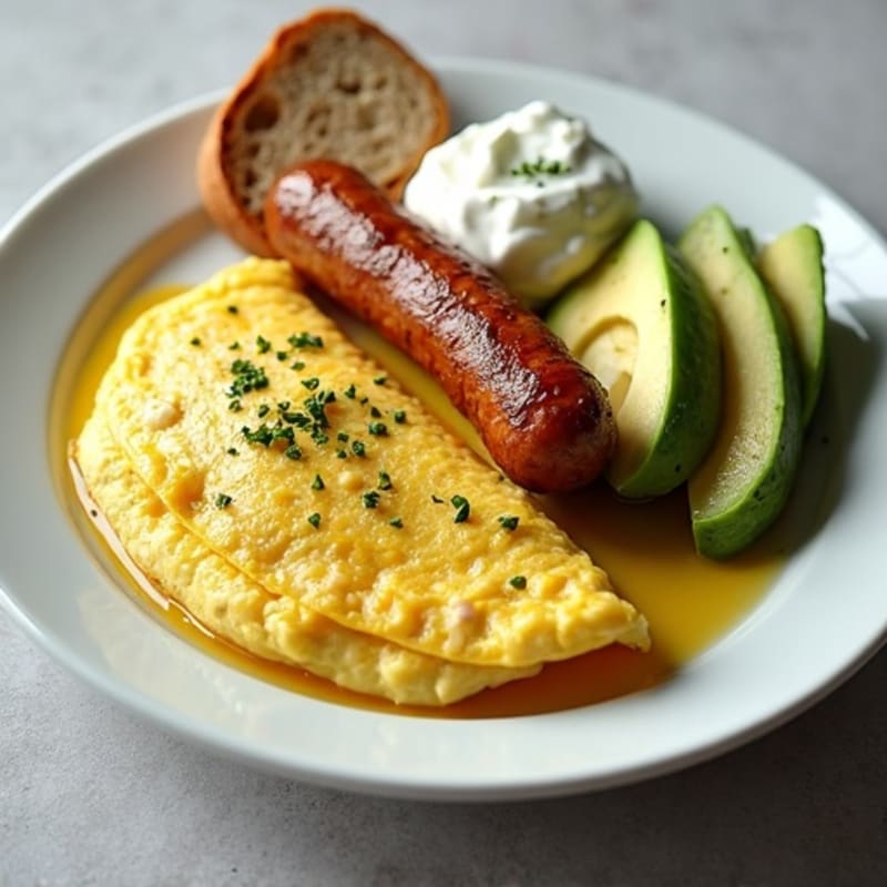 Egg White Omelette with Turkey Sausage and Greek Yogurt