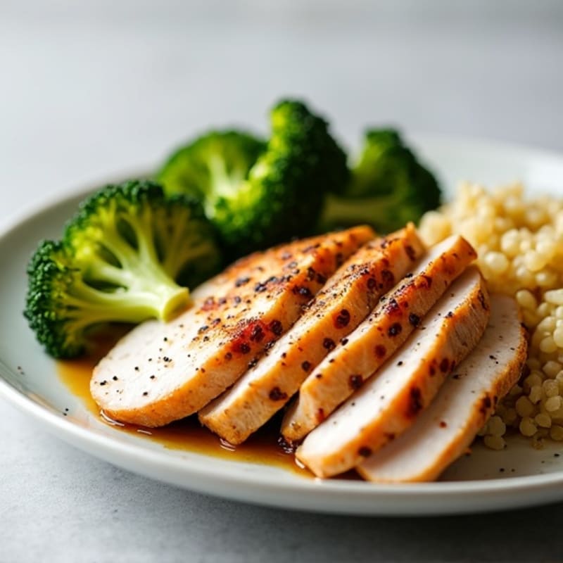 Seared Turkey Breast with Roasted Broccoli and Quinoa