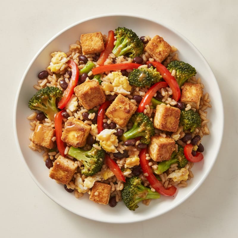 Hearty Black Bean and Vegetable Stir Fry with Brown Rice