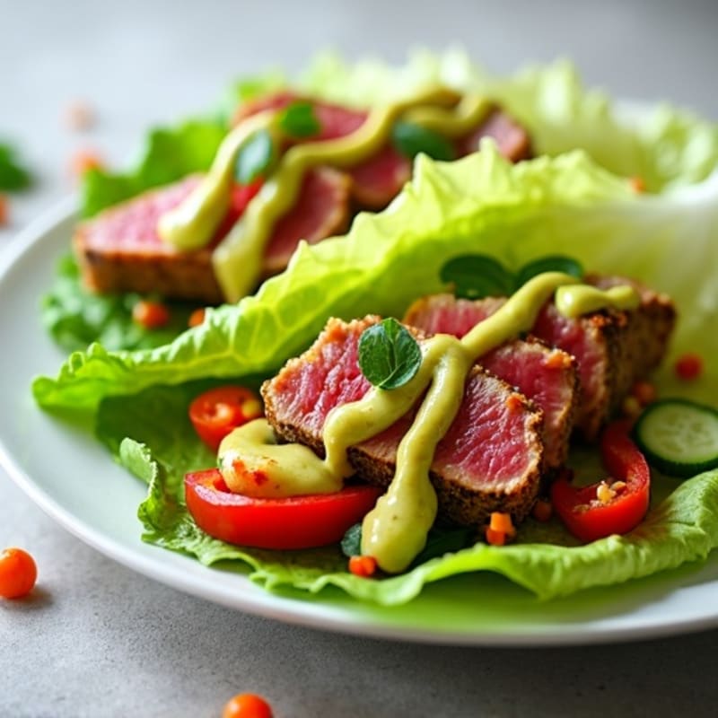Spicy Seared Tuna Lettuce Wraps