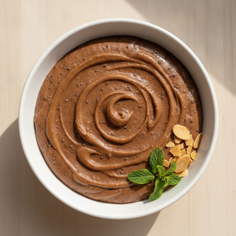 Silky Chocolate Protein Pudding with Almond Butter Swirl