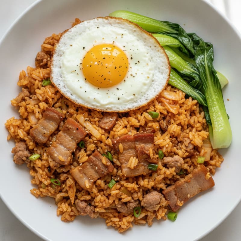 Kimchi Fried Rice with Pork Belly
