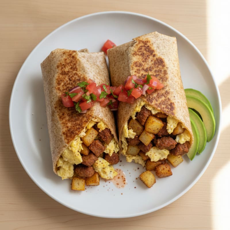Hearty Breakfast Burrito with Chorizo and Potatoes