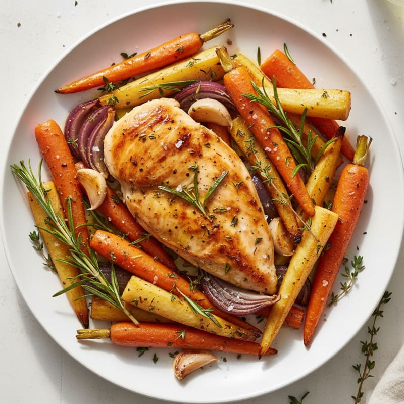 Garlic Herb Roasted Chicken with Root Vegetables