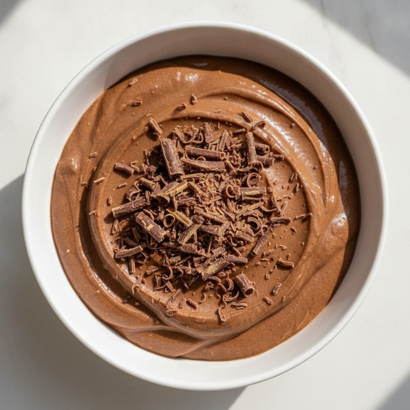 Chocolate Protein Mousse with Shaved Dark Chocolate