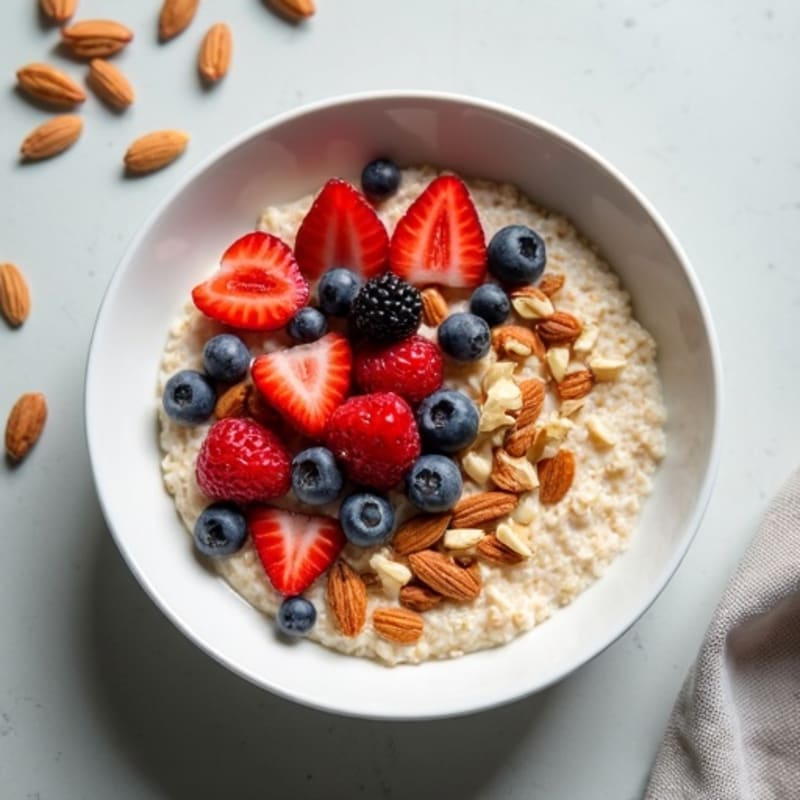 Creamy Steel-Cut Oats with Fresh Berries and Crunchy Toasted Nuts