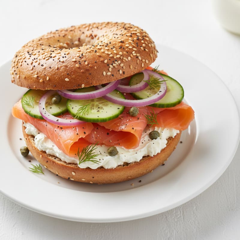 Smoked Salmon Everything Bagel Sandwich