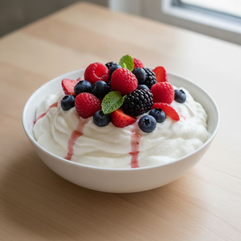 Greek Yogurt Protein Mousse with Mixed Berries