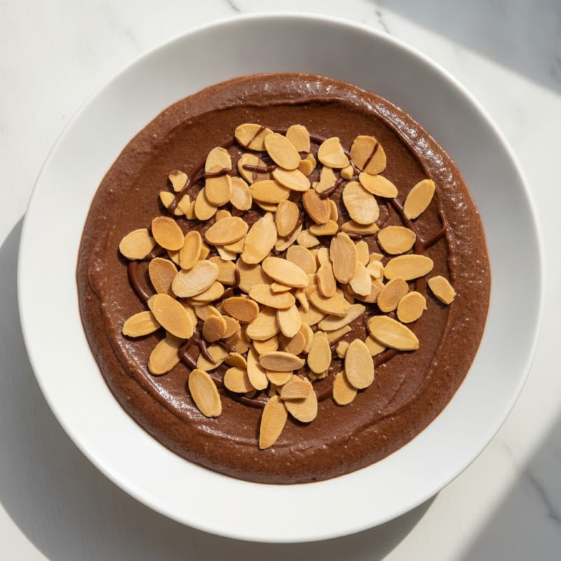 Silky Chocolate Protein Pudding with Sliced Almonds