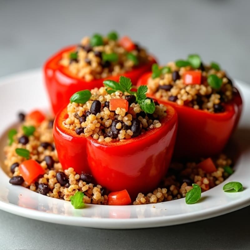 Fire-Roasted Quinoa and Black Bean Stuffed Bell Peppers