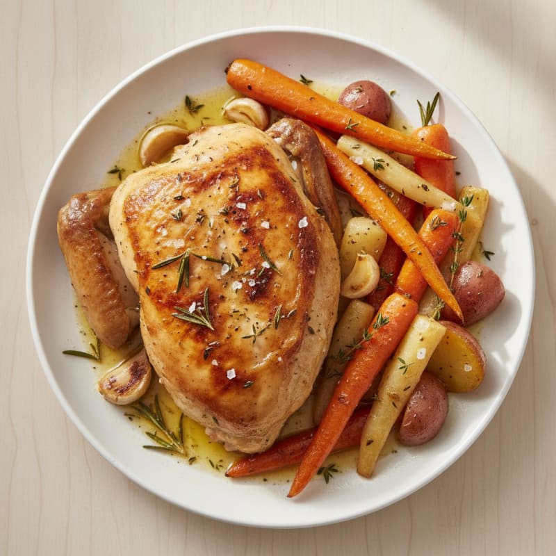 Garlic Herb Roasted Chicken with Root Vegetables