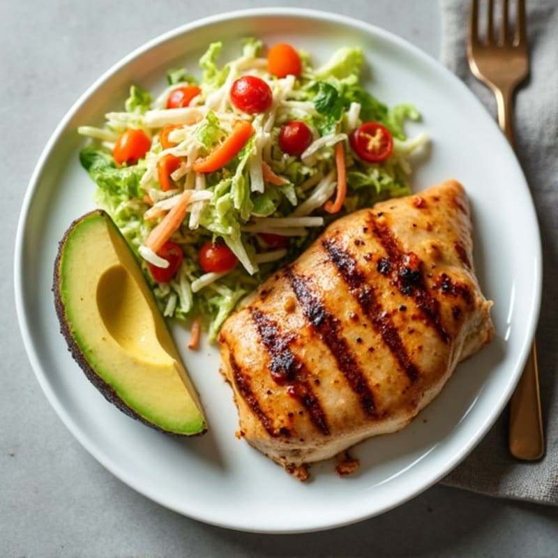 Grilled Chicken Breast with Crunchy Cabbage Slaw