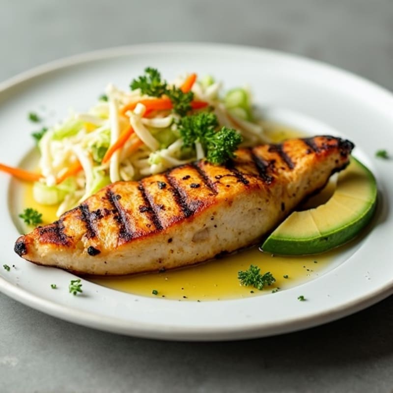 Grilled Chicken Breast with Crunchy Cabbage Slaw