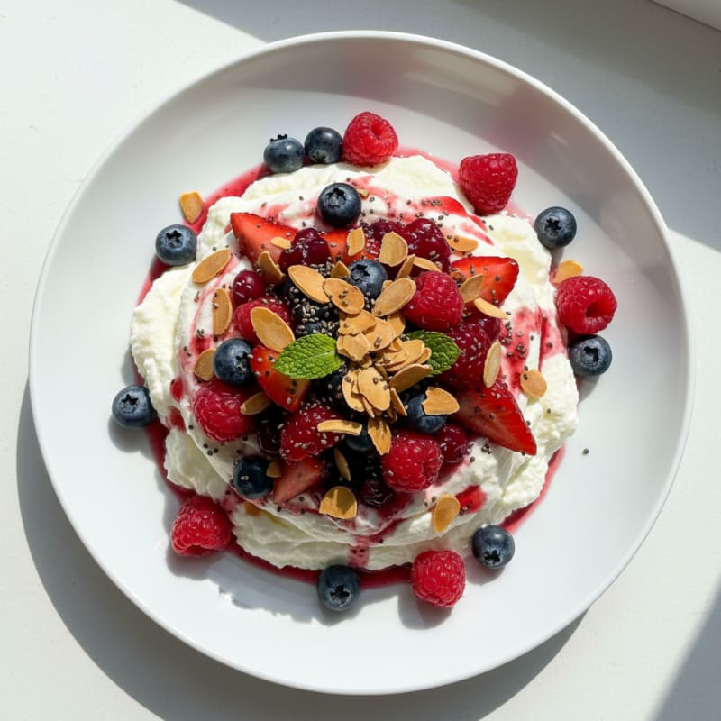 Silky Greek Yogurt Protein Mousse with Mixed Berries