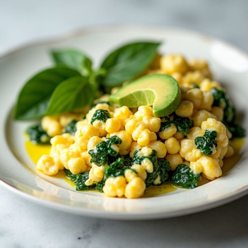 Egg White and Cottage Cheese Scramble with Sautéed Spinach
