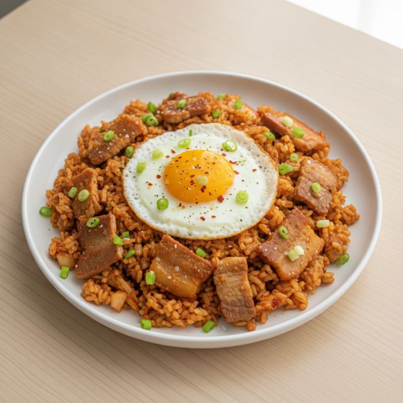 Savory Kimchi Fried Rice with Pork Belly