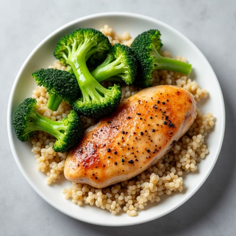 Seared Chicken Breast with Steamed Broccoli and Quinoa