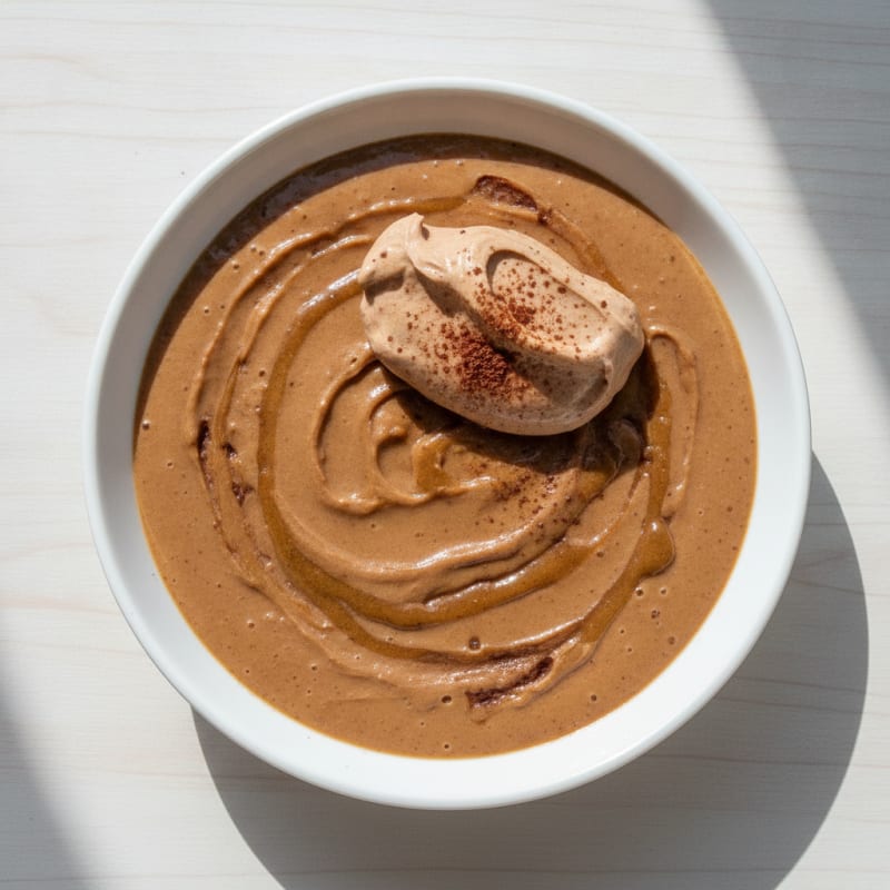 Silky Protein Chocolate Pudding with Almond Butter Swirl