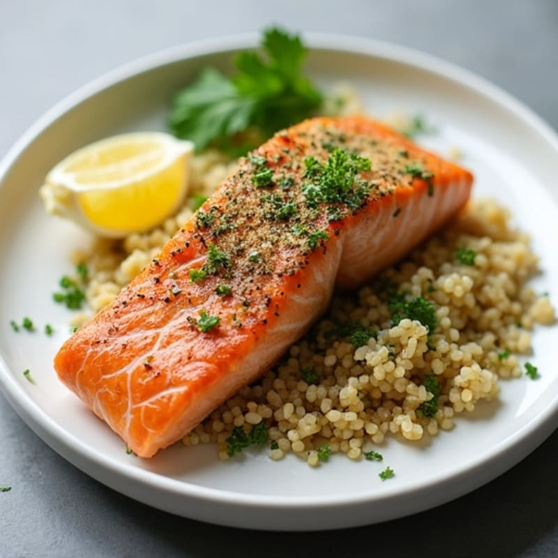 Herb-Crusted Pan Seared Salmon with Quinoa