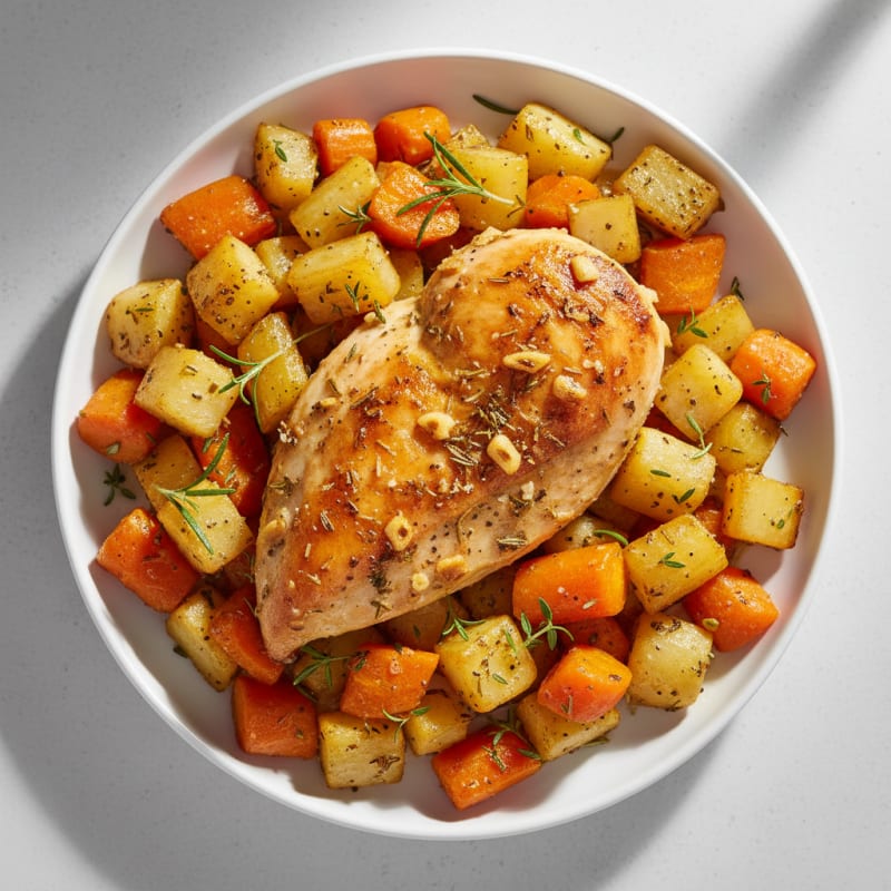 Garlic Herb Roasted Chicken with Root Vegetables