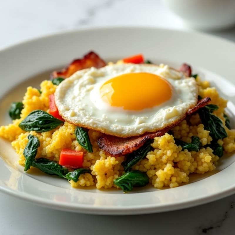 Cottage Cheese Scramble with Spinach and Turkey Bacon