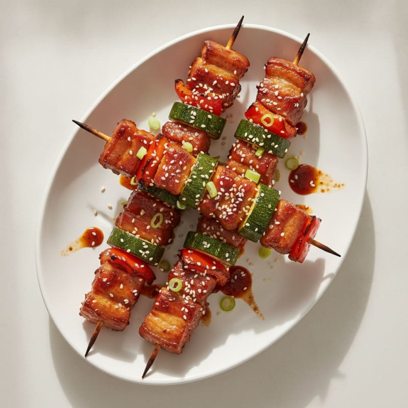 Spicy Gochujang Pork Belly Skewers