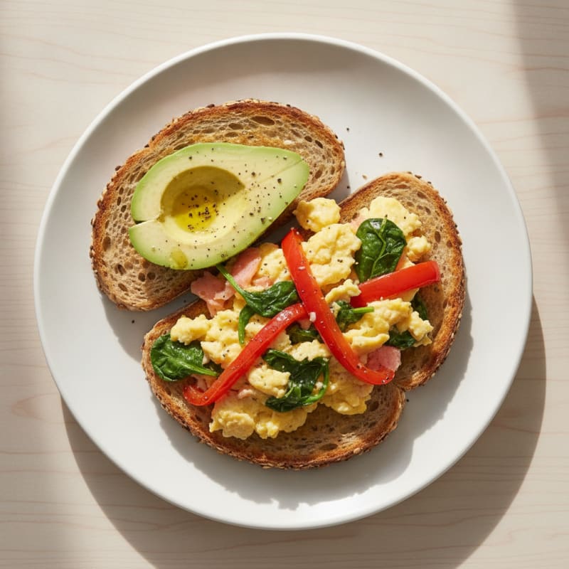 Egg and Veggie Scramble with Toasted Bread