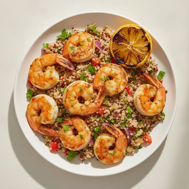 Charred Shrimp and Herb Quinoa Pilaf