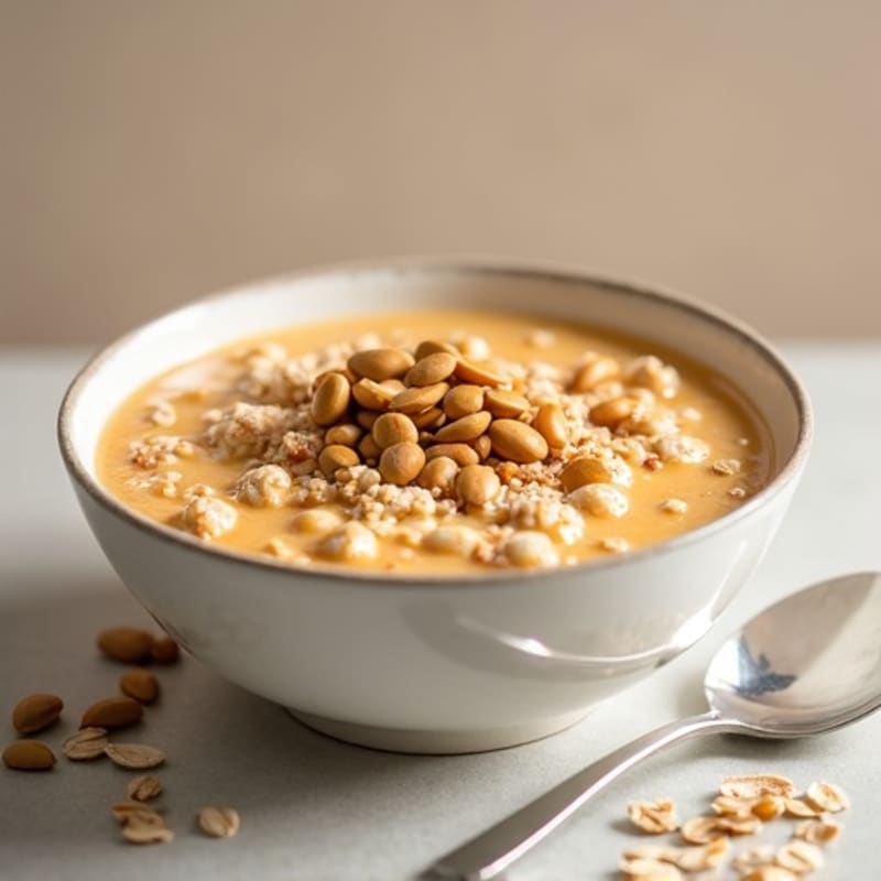 Creamy Oats with Whey Protein, Pumpkin Seeds and Soya Milk